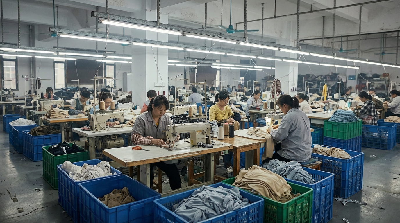 Rolls of different colored fabrics on shelves