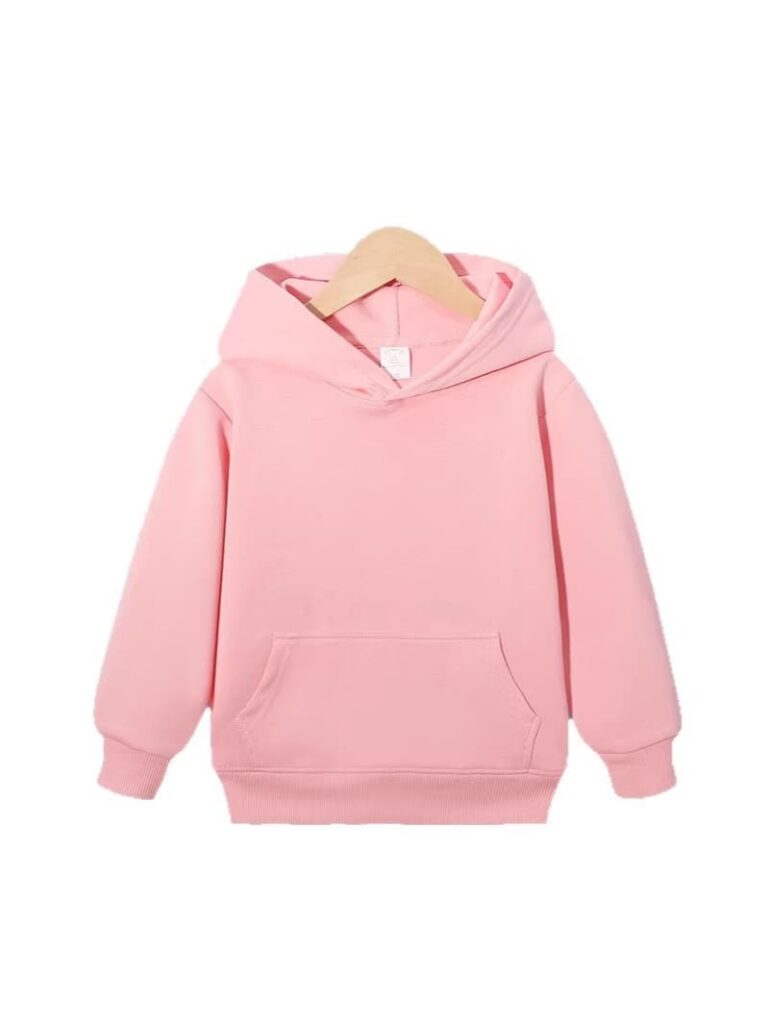 Kids’ Solid Color Hoodie with Kangaroo Pocket Soft Cotton Blend