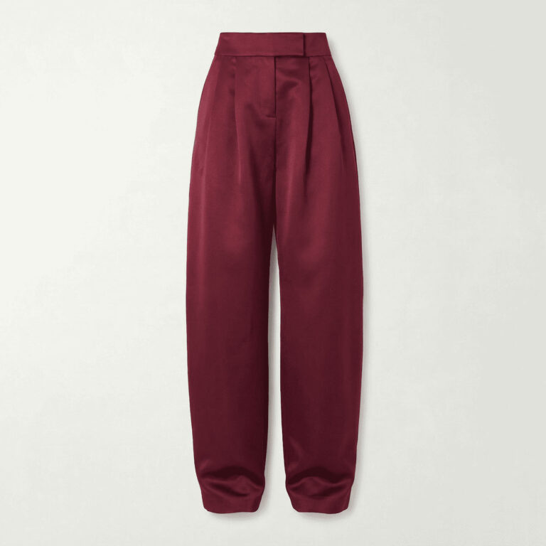 Women’s Burgundy Satin High Waist Balloon Pants