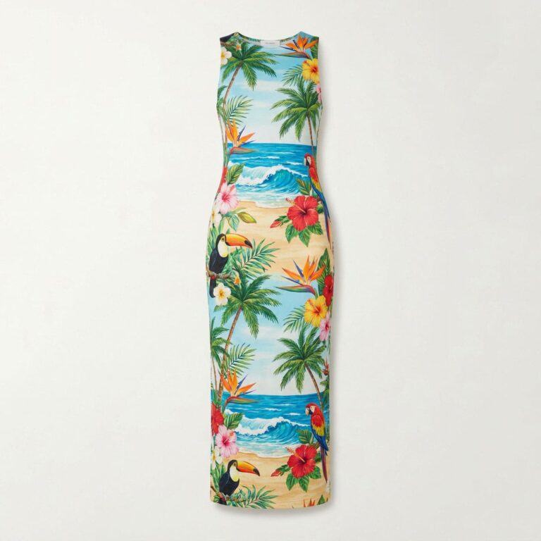 Women Summer Print Sleeveless Beach Maxi Dress