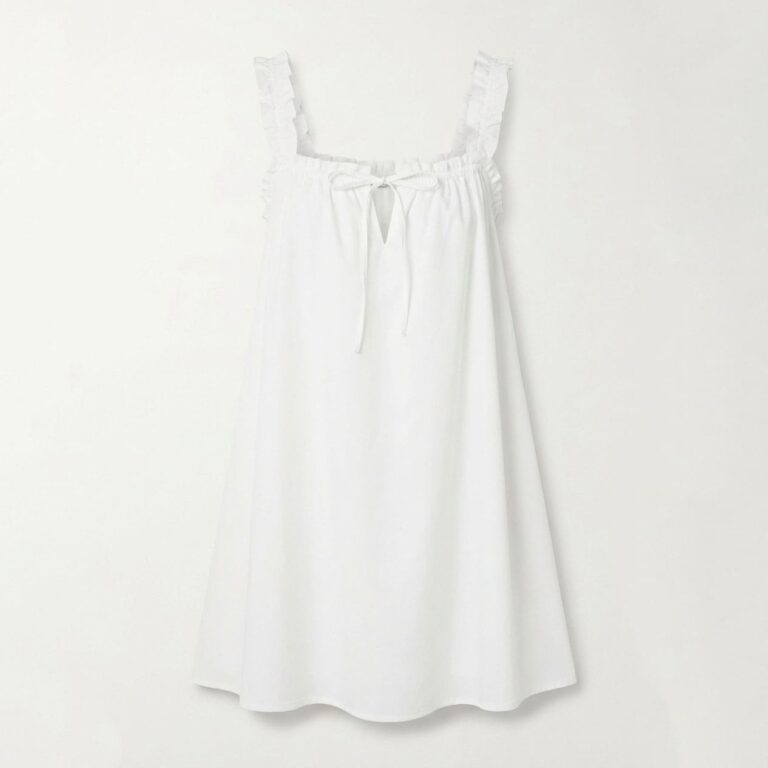 Women White Ruffle Strap Tie-Front Sundress