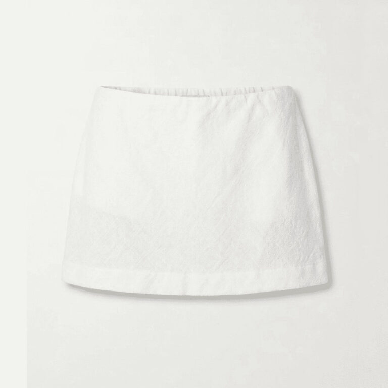 Women’s Casual White Elastic Waist Terry Cloth Mini Skirt