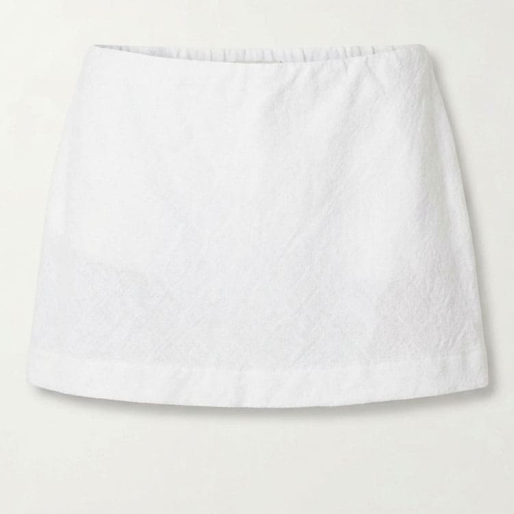 Women’s Casual White Elastic Waist Terry Cloth Mini Skirt