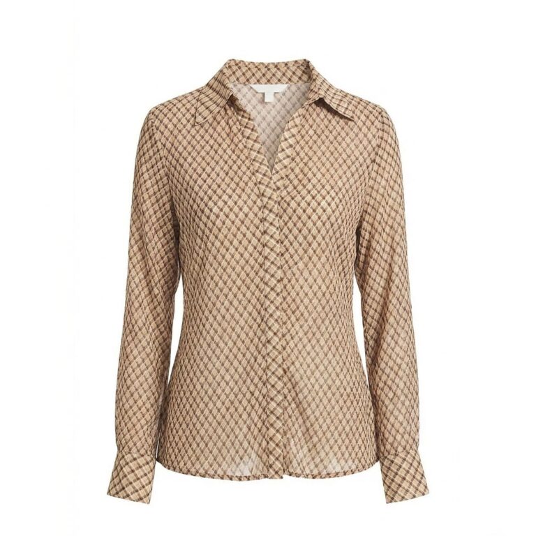 Women Beige Checkered Long Sleeve Shirt