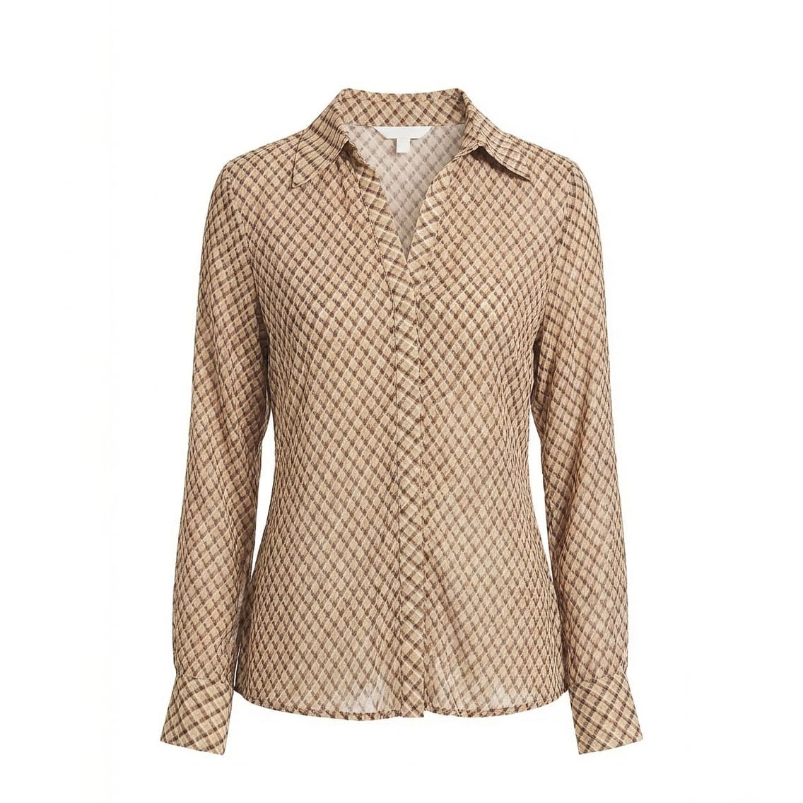 Women Beige Checkered Long Sleeve Shirt