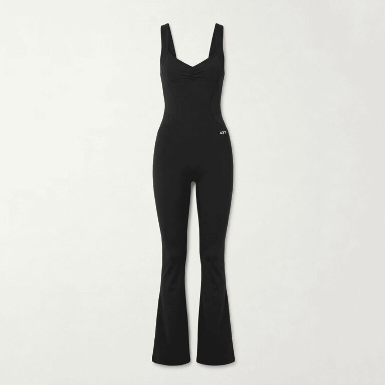 Women’s Black Sleeveless Flared-Leg Sportswear Jumpsuit