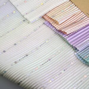 Iridescent pleated mesh fabric with foil square sequins in multiple pastel colors