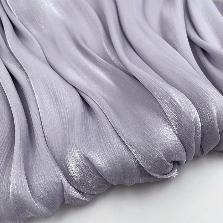Grey satin fabric with soft smooth touch and glossy drape