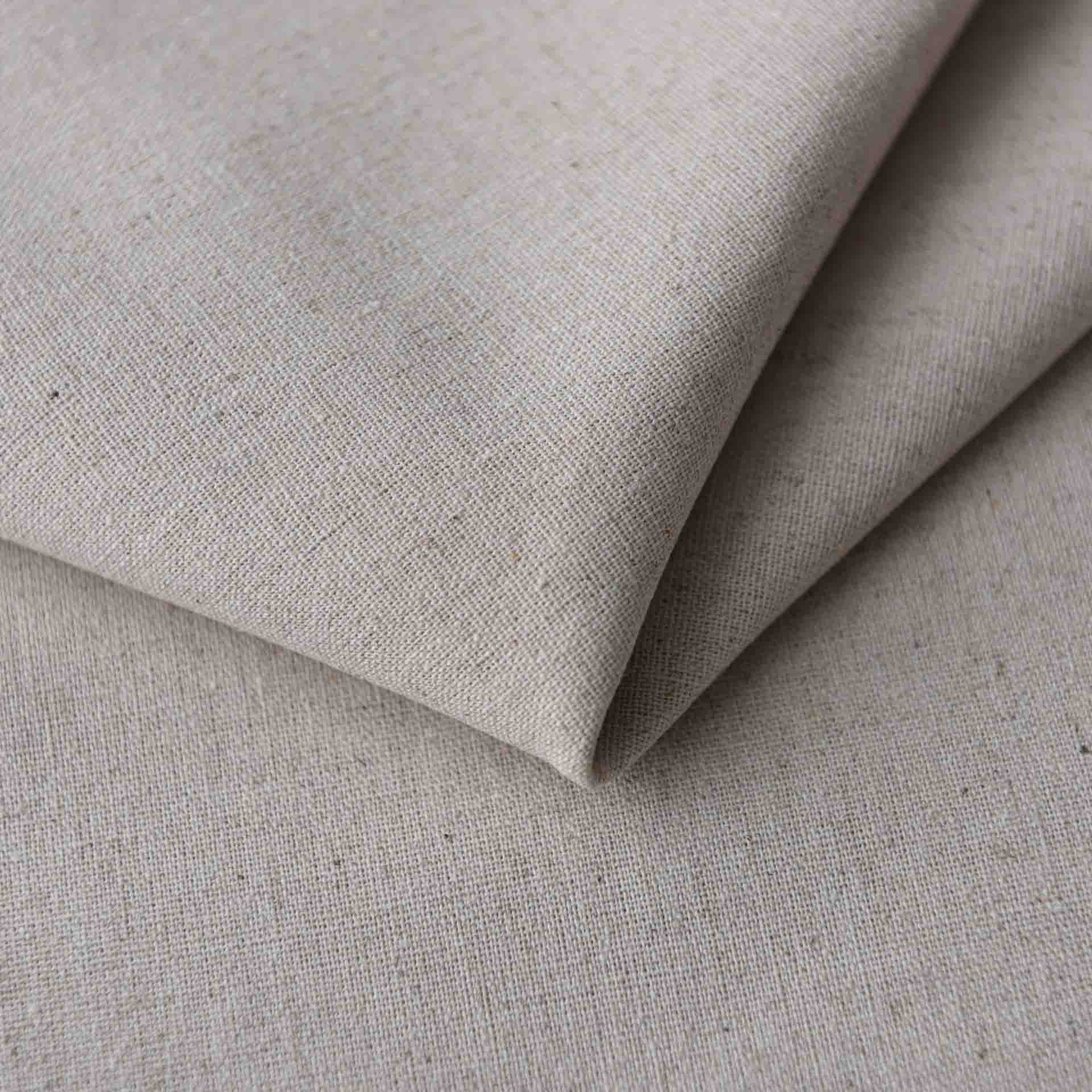 Natural color cotton linen fabric with texture