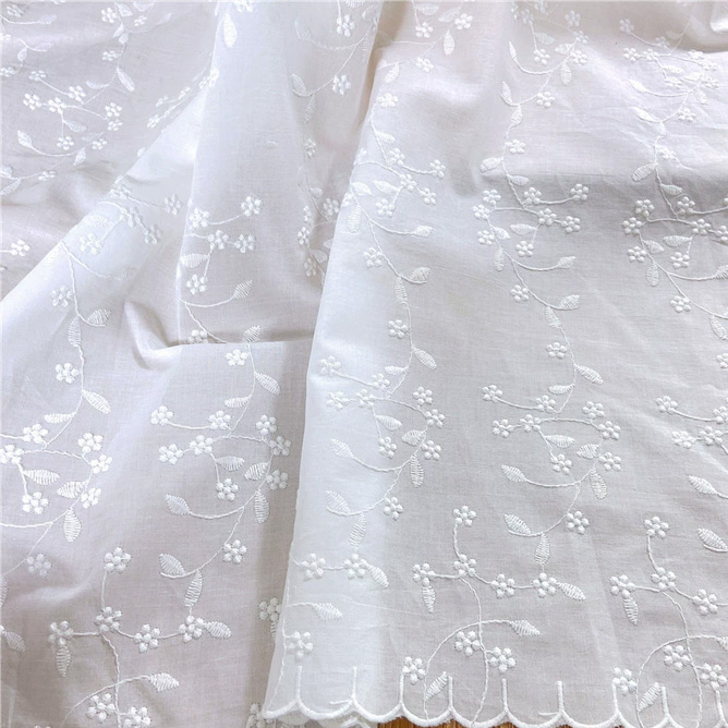 Cotton Embroidery Lace Fabric Eyelet Floral Lace for Dresses