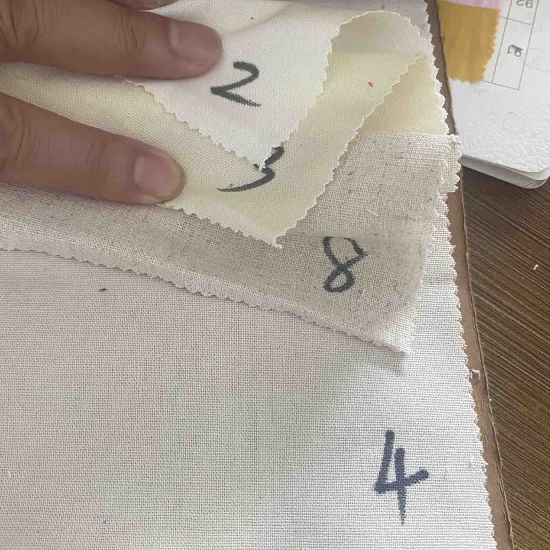 Cotton linen fabric swatches showing different colors