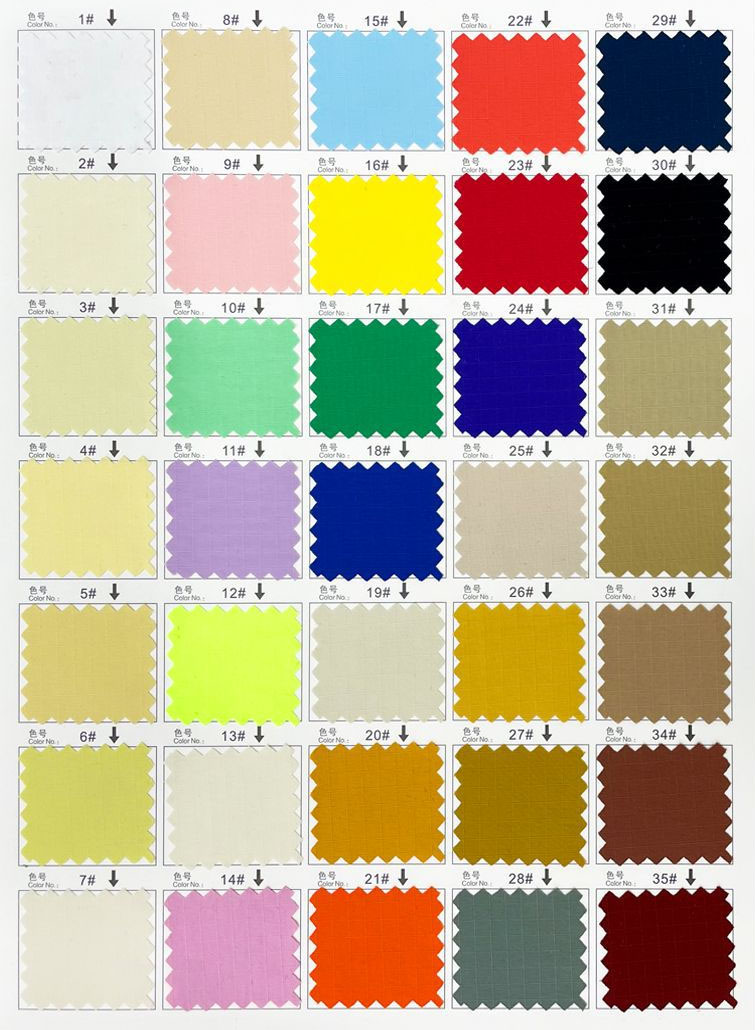taslon fabric color chart