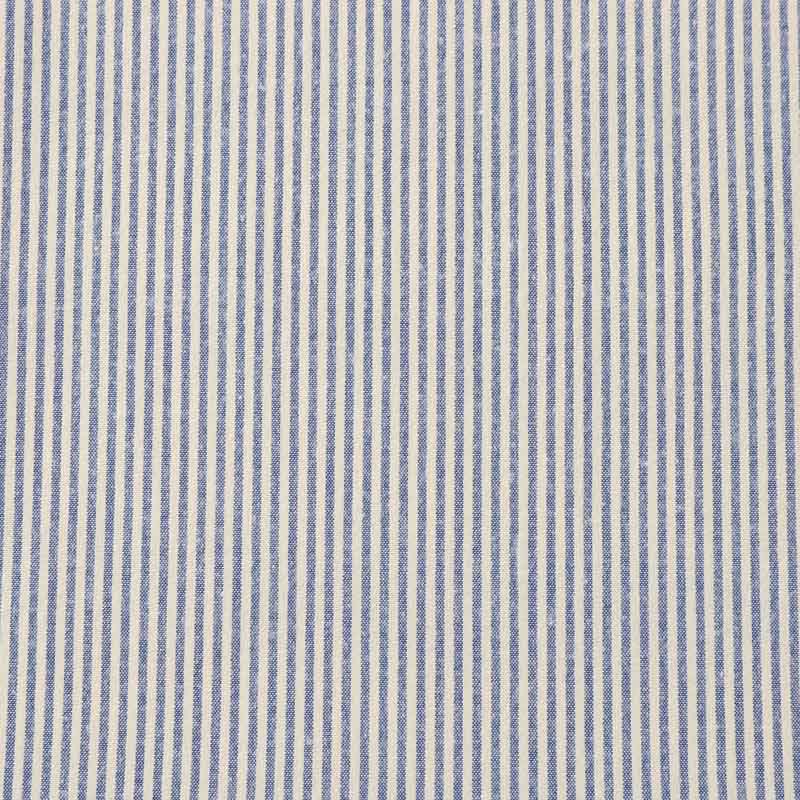 Blue and white striped combed cotton shirt fabric