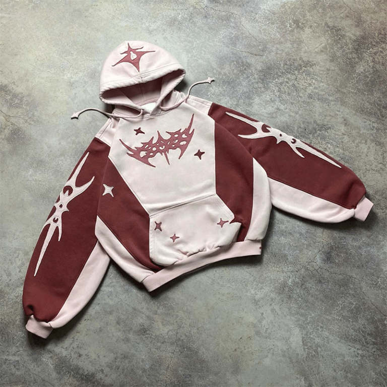 Pink Color-Block Graphic Hoodie