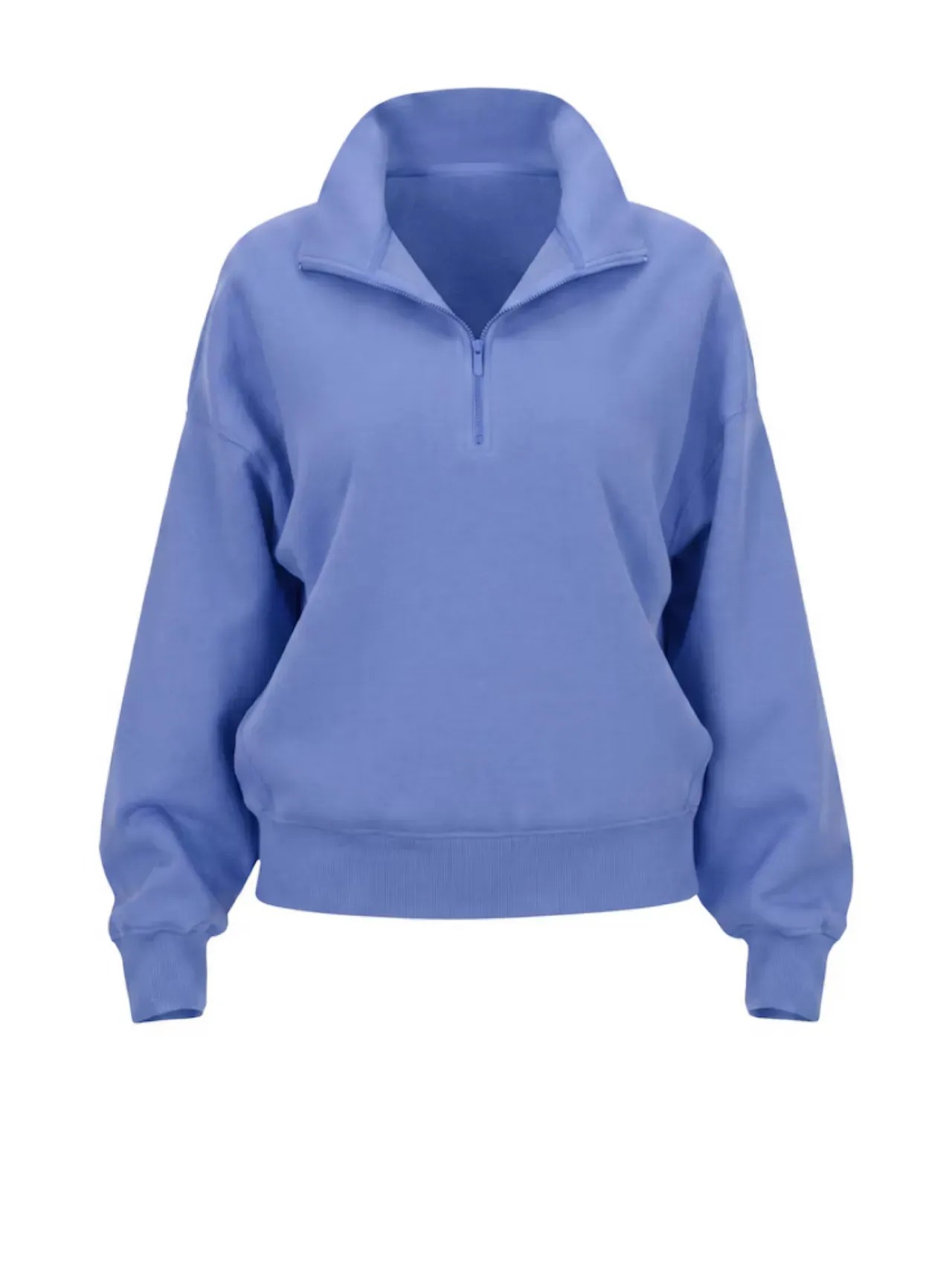 Women's Heather Cropped 1/4 Zip Pullover Sweatshirt, Oversized Long Sleeve Stand Collar Casual Sweat Top